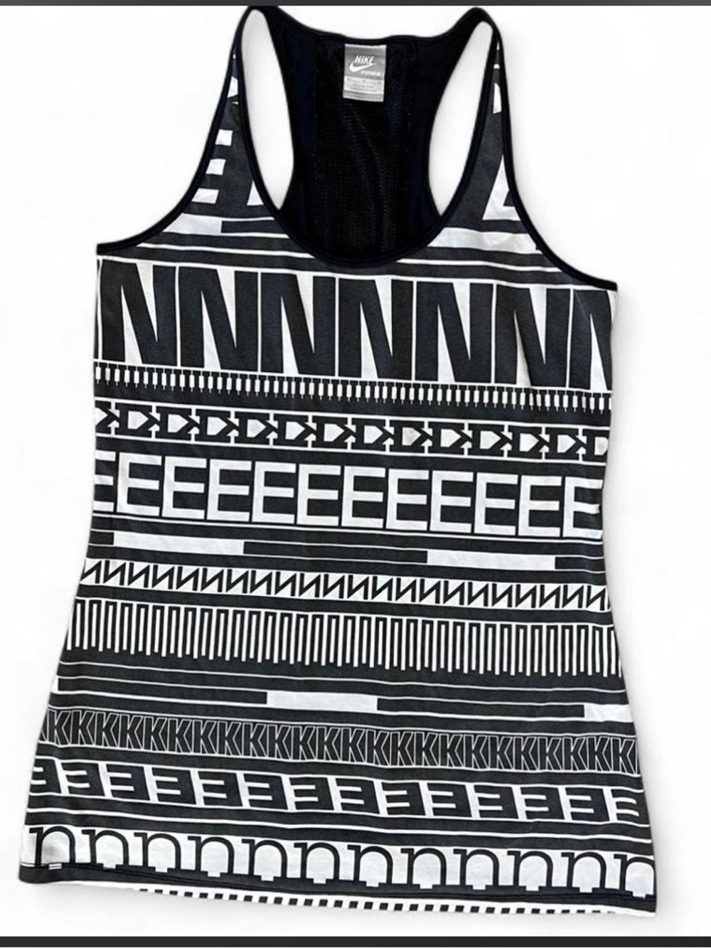 NIKE Black & White Graphic Racerback Tank Top Size Medium